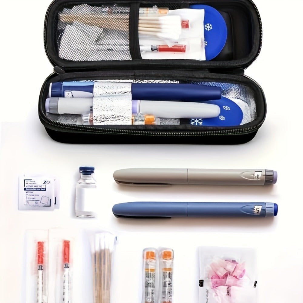 Insulin Travel Case with Temperature Monitor 2 TSA Approved Ice Packs Portable Diabetic Bag for Entryways, Bedrooms and Living Spaces