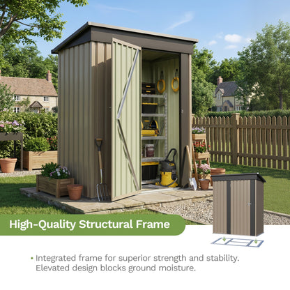 Garden Storage Shed, Metal Lockable Tool Backyard Compact for Garden, Patio and Yard Use, with the Listed Configuration