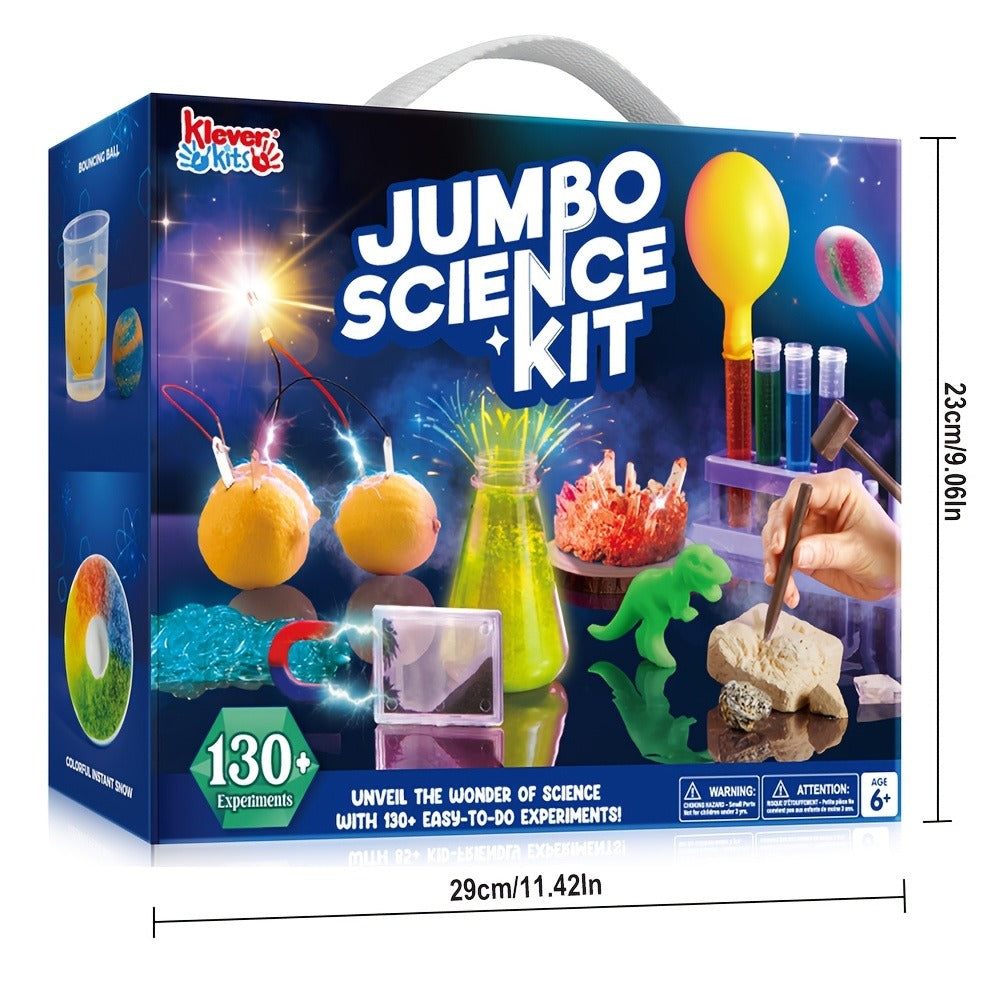 Jumbo Science Kit for Kids 130+ Experiments, STEM Chemistry Set with Crystal Growing Glowing Bulb Fossil Dig Soap Making