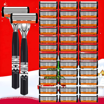 Men's Safety Razor Set with Replacement Blades - Handle Double Edge Razor for Shaving & Beard Grooming
