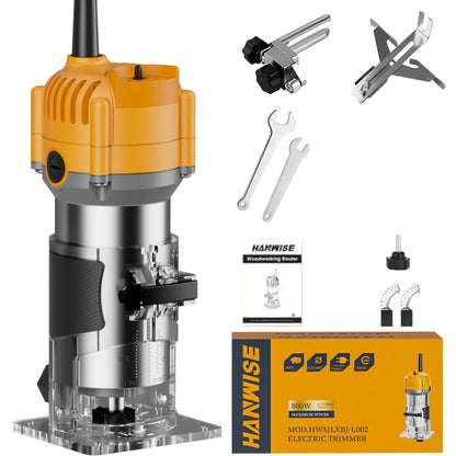 Wood Router Edge Trimmer 800W 6.1Amp Compact Hand Router Tool 35000RPM with Variable Speed, 1/4" Collet