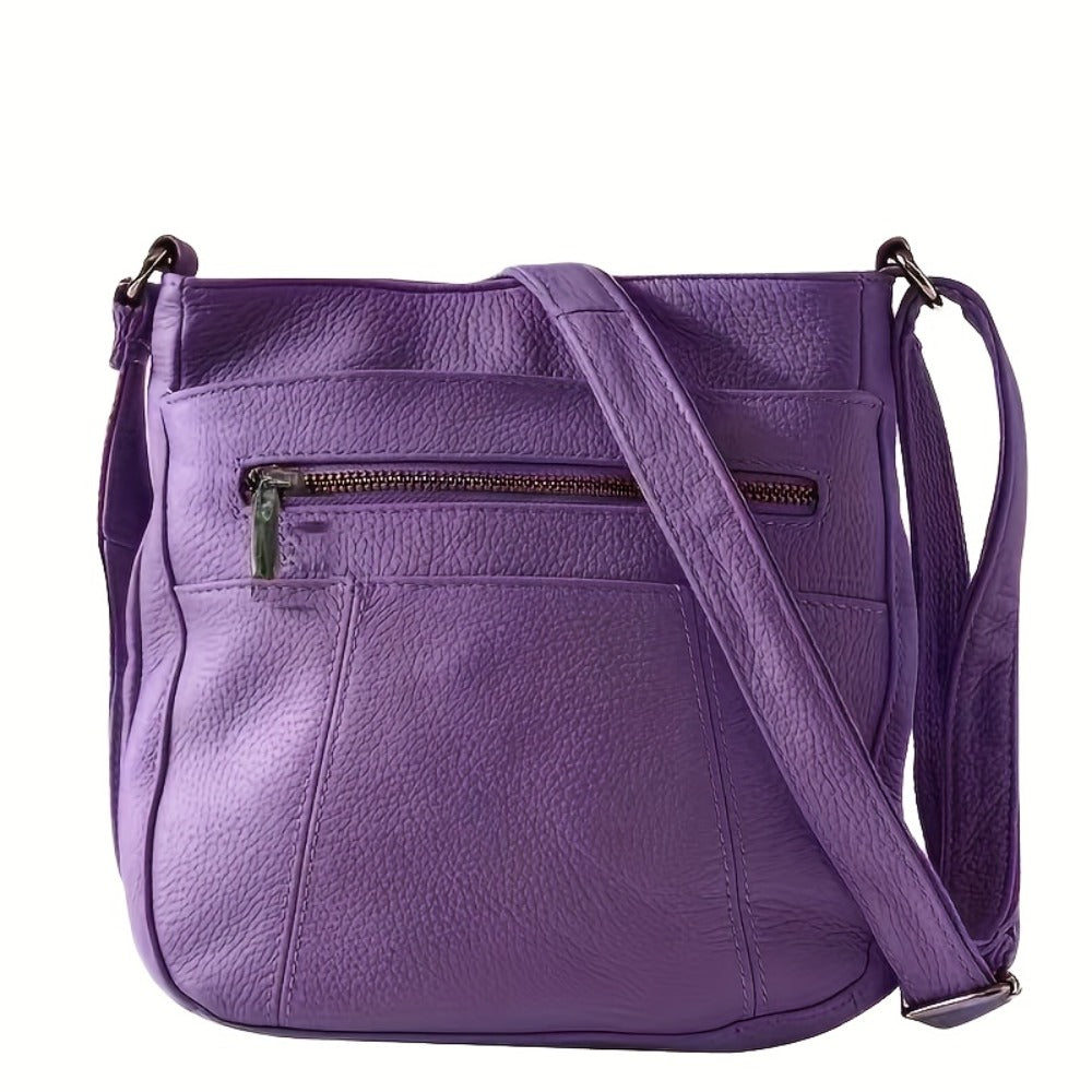 Genuine Leather Messenger Bag for Men Women Anti-Theft Zipper Multi-Pocket Shoulder Crossbody Bag Laptop Organizer Spacious Handbag Purse