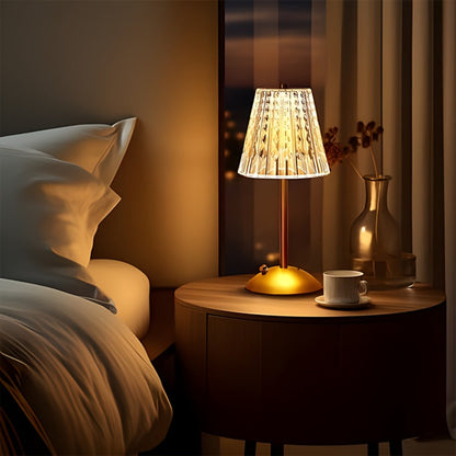 Crystal Atmosphere Lamp Portable, 3-Color Adjustable Touch LED Table Light with Retro Golden Design for Home