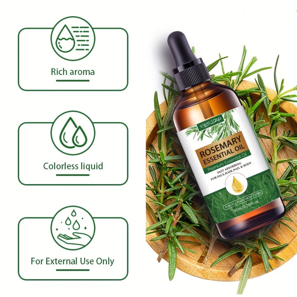 Essential Oil Rosemary External-Use Dropper Bottle with 1-Piece, 2-Piece or 1.01oz Available Options