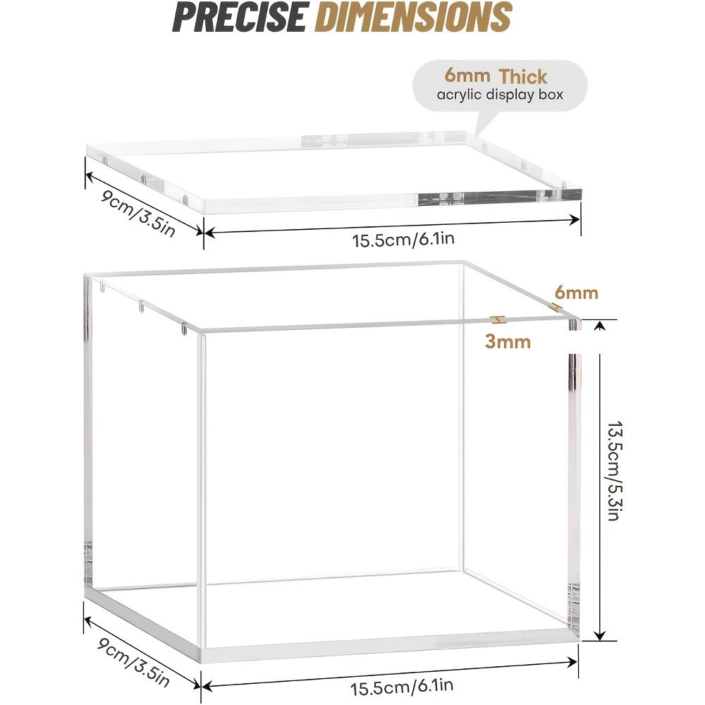 Pokemon Booster Box Acrylic Display Case – Stackable 6mm+6mm+3mm Thick Clear Case with Magnetic Lid for PKMN Booster Box Storage & Showcase