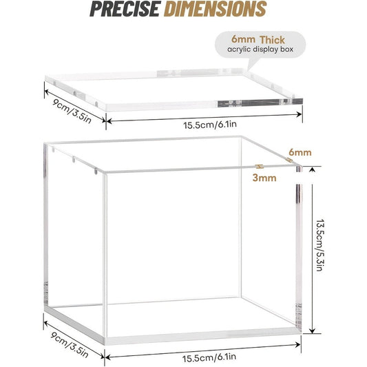 Pokemon Booster Box Acrylic Display Case – Stackable 6mm+6mm+3mm Thick Clear Case with Magnetic Lid for PKMN Booster Box Storage & Showcase