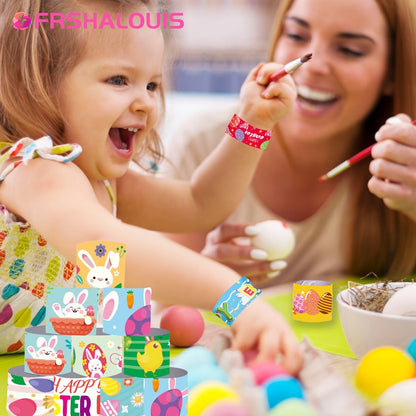 Party Favors Easter PVC Slap Bracelets, 72-Piece Spring-Theme Assortment for Egg Hunts and Events