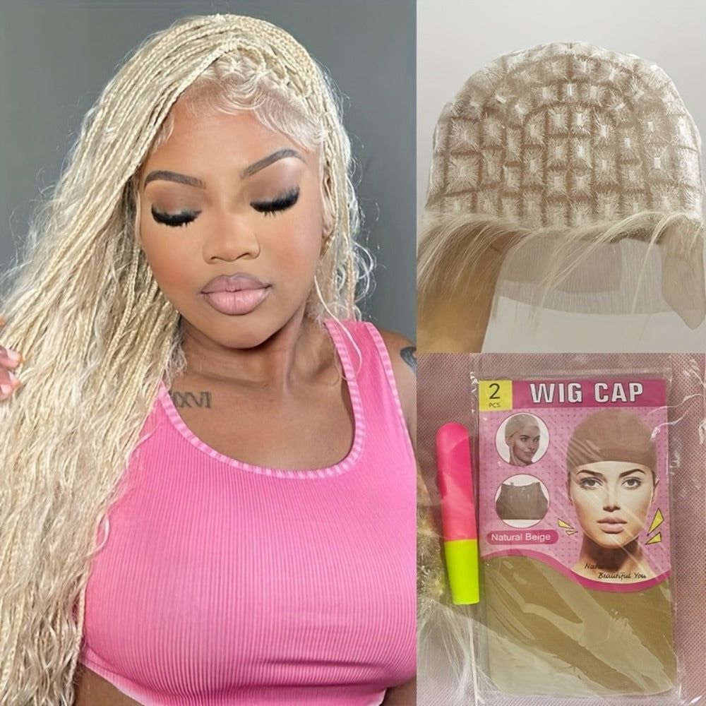 HD Lace Crochet Wig Cap Pre-Made Braided Sections Baby Hair Glueless Full Lace Base for Box Braids Goddess Passion Twist 45-122 Sections
