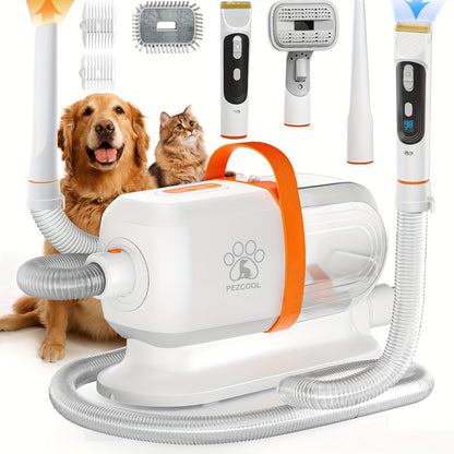 Dog Grooming Vacuum 8-in-1 & 9-in-1 with Dryer Function – 2.2L Large Cup, Low Noise Pet Grooming Vacuum for Shedding, 6 Grooming Tools