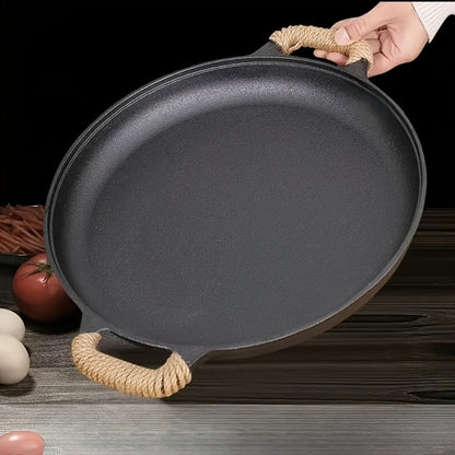 Cast Iron Frying Pan Non-Stick 11 Inch 28cm, Anti-Deformation Even Heating, Oven & Induction Safe Skillet for Pizza Barbecue & Camping