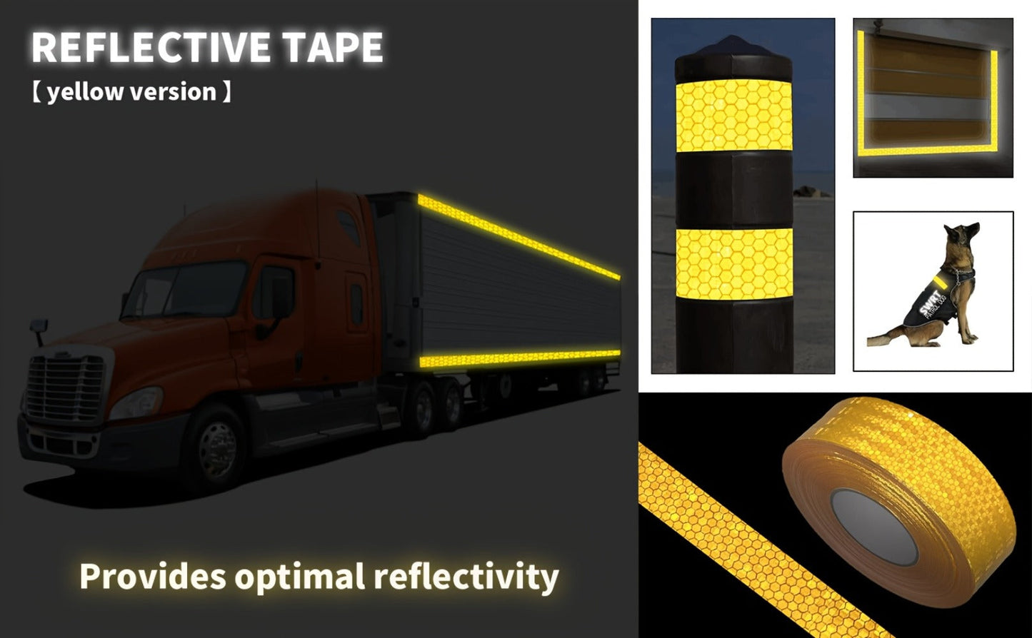 DOT-C2 Reflective Tape 2"x60' High Intensity Prismatic Self-Adhesive Safety Strip – Waterproof Wear-Resistant Ultra Bright for Cars Trucks