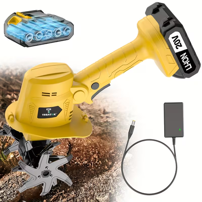 Cordless Electric Tiller 20V Handheld - 9-Inch 235RPM Garden Cultivator with Handle, Metal Soil Tiller for Weeding