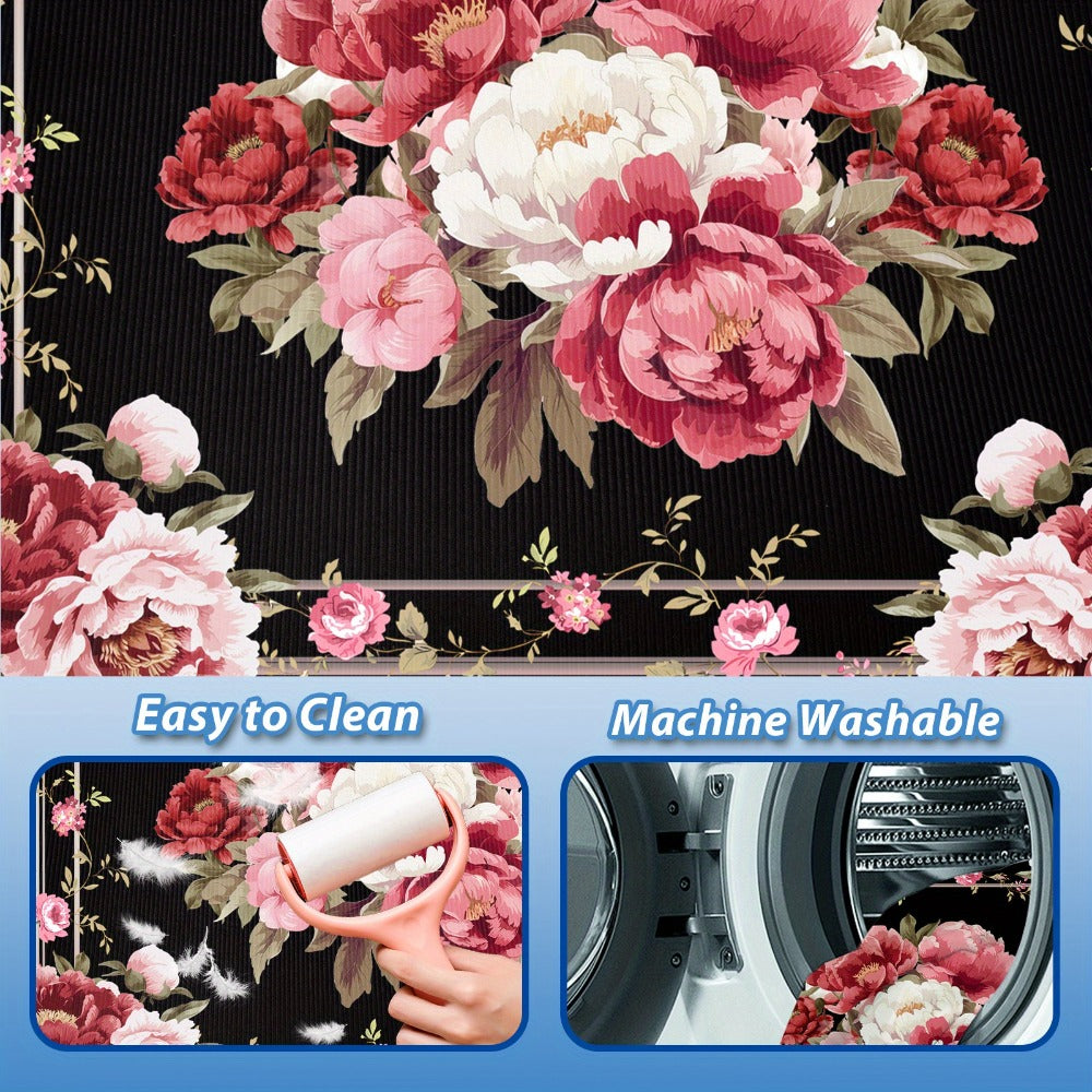 Car Cargo Mat Pink Peony Floral – Anti-Slip Washable Rear Trunk Pad, Wear-Resistant Pet Mat & Boot Liner for Car Interior