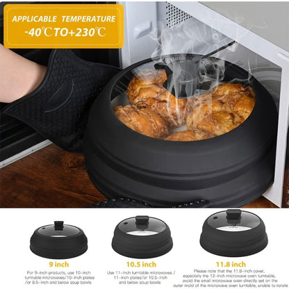 Collapsible Microwave Cover Splatter Guard with Silicone Handle - Foldable Food Cover Lid for Home Cooking, Dining and Outdoor Meals