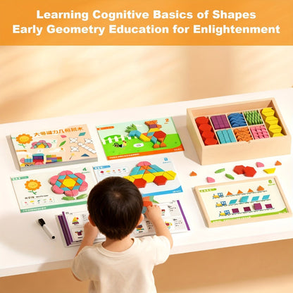 Magnetic Wooden Puzzle Board for Kids, 128/180/220/280 PCS Geometric Shape Recognition & Logical Thinking Toy