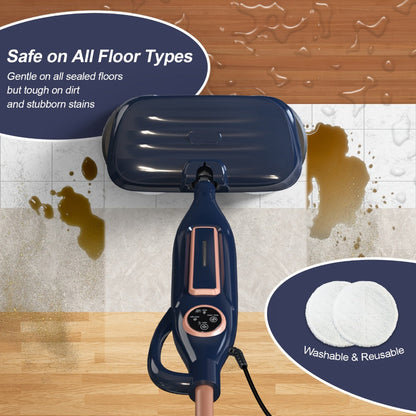 Steam Mop 10-in-1 Spinning Rotating Mop Pads with Steam Blaster Technology - 3 Steam Modes, LED Headlights