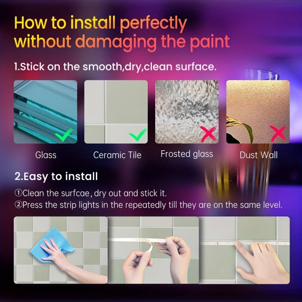 Color Changing LED Strip Lights RGB Music Sync App Remote Control 16 Million Colors Dimmable Timer DIY Smart Light Strip for Bedroom Living