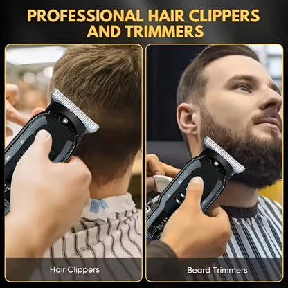Hair Clipper Kit for Men Cordless USB Rechargeable LCD Screen Beard Trimmer Hair Cutting Set for Entryways, Bedrooms and Living Spaces