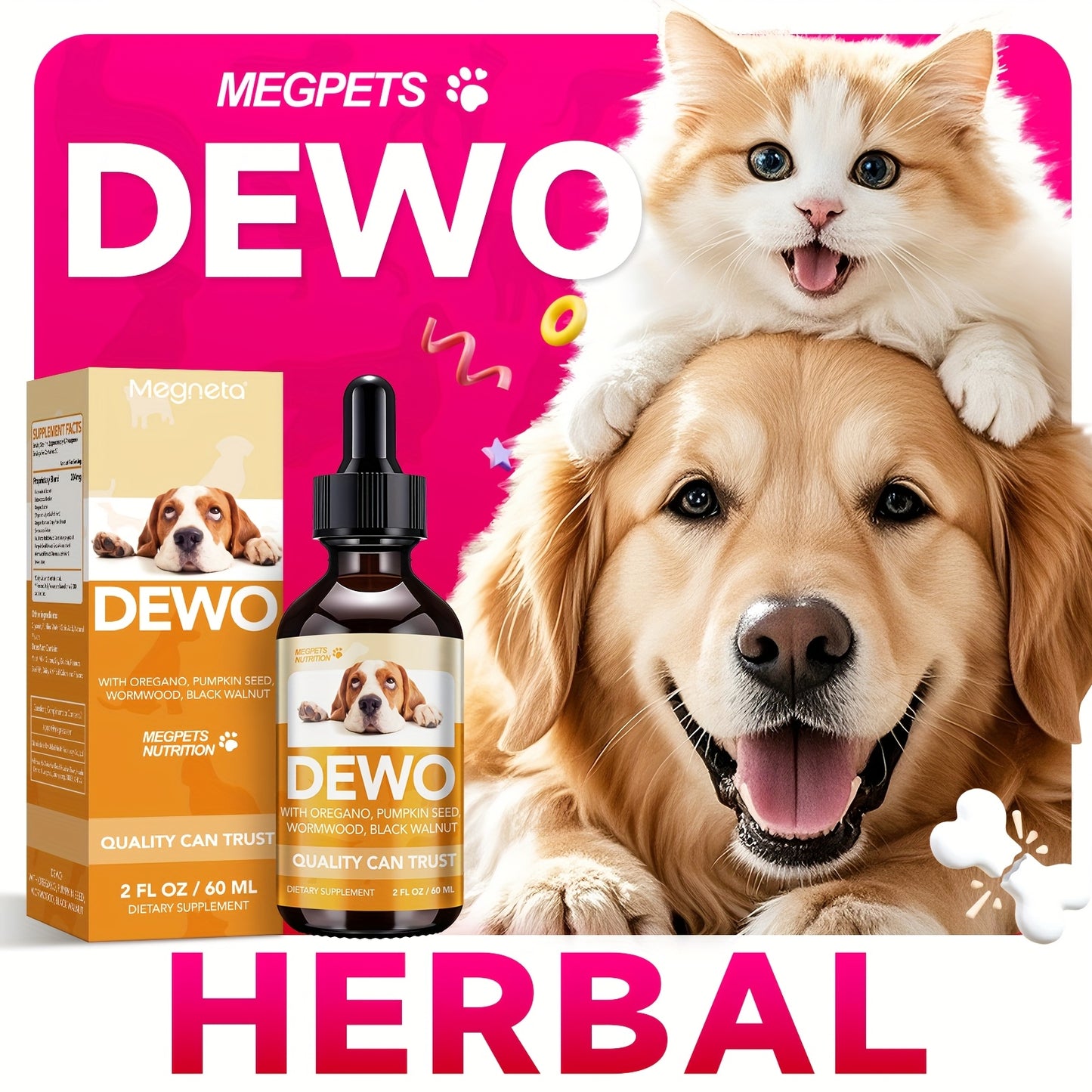 Pet Intestinal Cleanse Drops – Natural Herbal Supplement for Dogs & Cats with Wormwood & Black Walnut, Gut Health & Flora Balance Support
