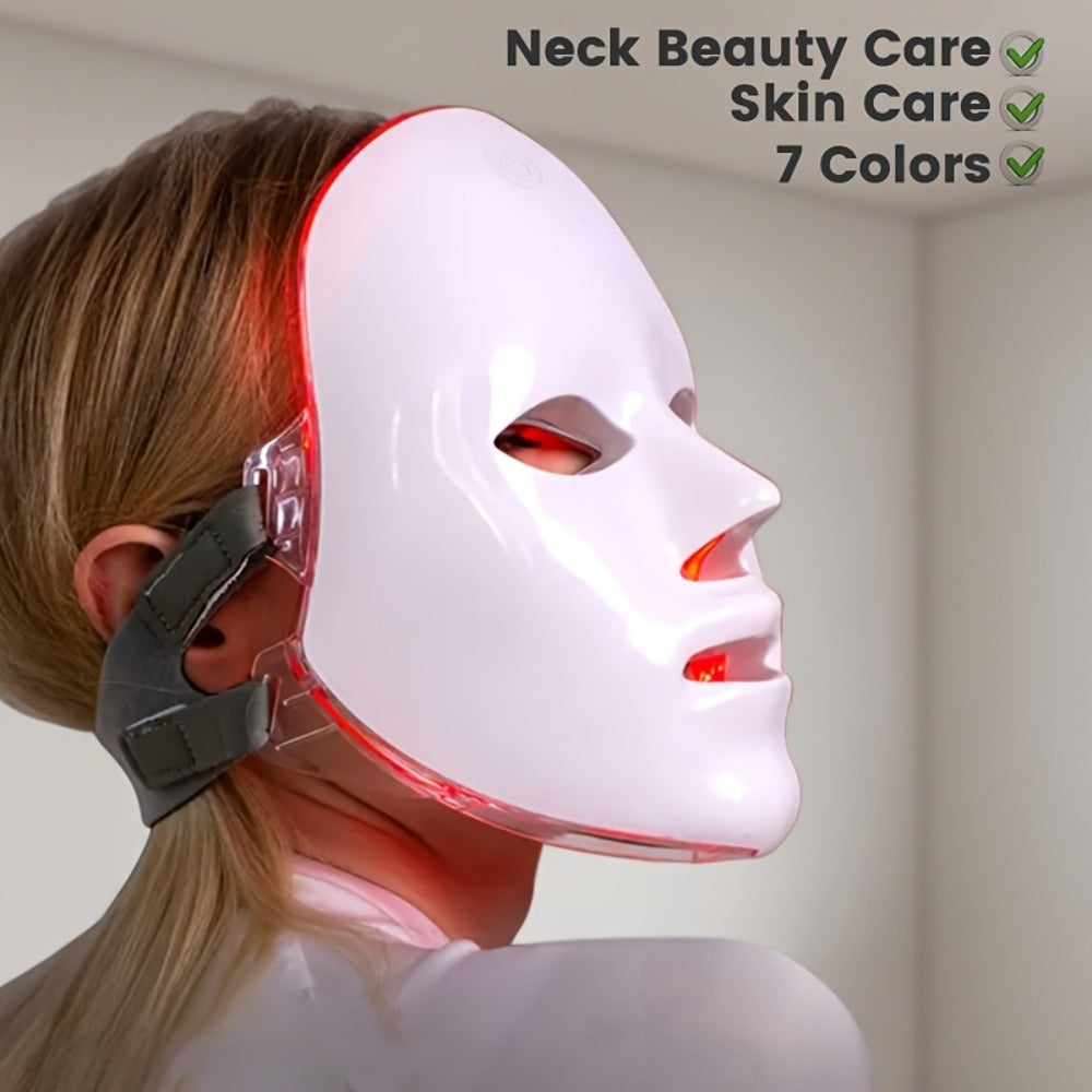 Portable LED Facial Mask 7-Color Light Therapy USB Rechargeable Plastic - Home Beauty Care for Bath Time, Home Spa and Personal Care