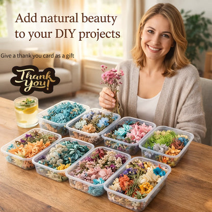 Four-Box Random Dried Flower Craft Set for Resin Jewelry, Candles and Cards with Mixed Color Assortment
