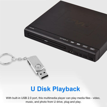 Compact Black DVD Player with USB Port, AV and Coaxial Outputs, Remote Control and RCA Cable for Older TVs
