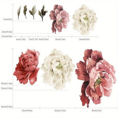 Peony Flower Window Glass Sticker – Anti-Collision Waterproof Decorative Glass Film, European Floral Wall & Window Decal for Home Decor