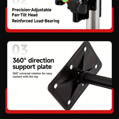 Telescoping Laser Level Pole 15.4ft / 4.7m – Adjustable Extension Rod with 1/4"-20 & 5/8"-11 Thread Mount for Rotary and Line Lasers