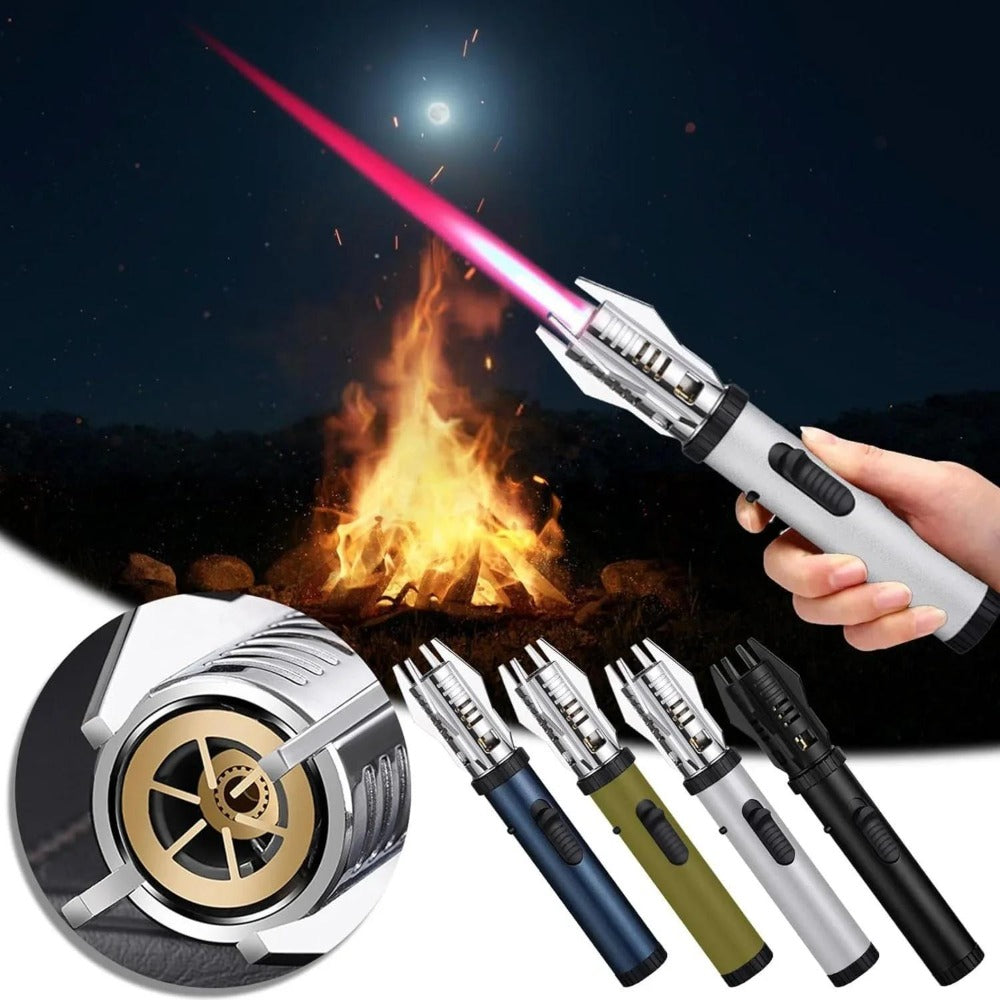 Windproof Turbo Torch Lighter 360 Degree Ignition Metal Jet Flame Lighter with Safety Lock for Grilling, Camping and Outdoor Meals