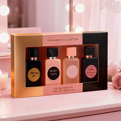 Perfume Gift Set Aroma Allure Four 20ml Eau de Parfum Sprays in Black Rose Windowed Box for Women