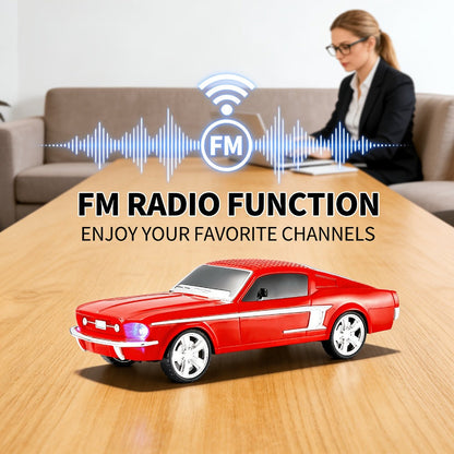 Retro Classic Car Model Bluetooth Speaker with Deep Bass, Colorful LED Lights, FM Radio, USB TF AUX Inputs