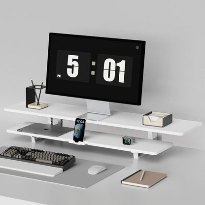 Dual Monitor Stand Riser with Storage E-Sports Style, Adjustable Height Desk Organizer with Cable Management