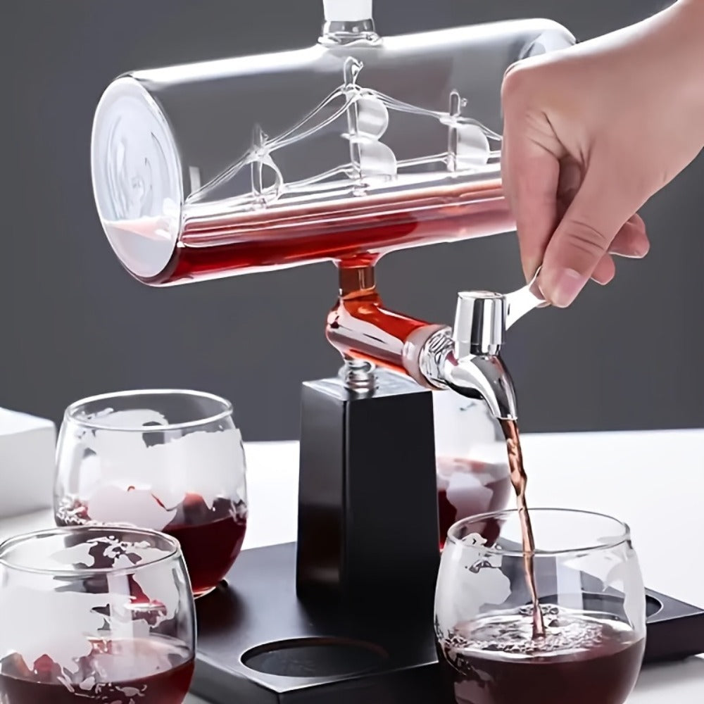 Whiskey Decanter Set 1000ml with 4 Spherical Glasses, Crystal Clear Liquor Decanter Pourer for Whiskey Wine Bourbon Scotch