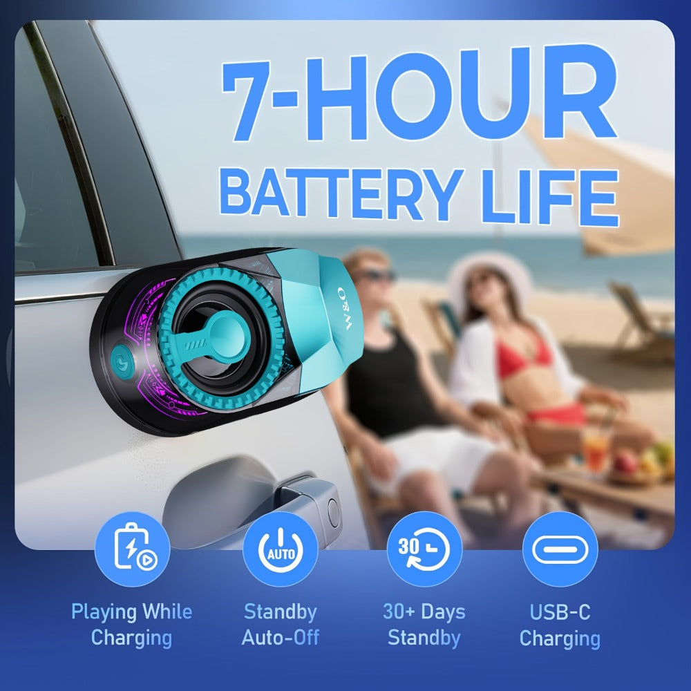 5-in-1 Wireless Bluetooth Speaker with Phone Holder & Earbuds, HD Stereo Sound, Colorful Ambient RGB Light