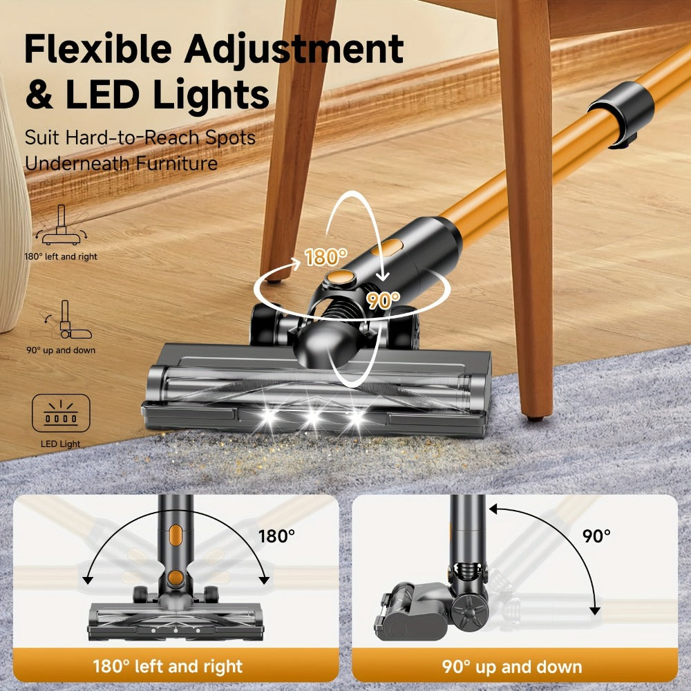 Cordless Stick Vacuum Cleaner 60Kpa 55-Min Runtime - Anti-Tangle Handheld Vacuum for Hardwood for Entryways, Bedrooms and Living Spaces