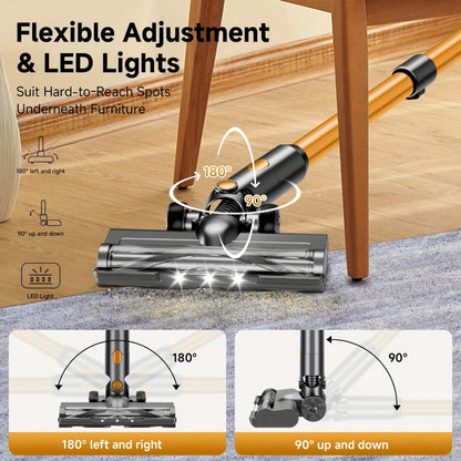 Cordless Stick Vacuum Cleaner 60Kpa 55-Min Runtime - Anti-Tangle Handheld Vacuum for Hardwood for Entryways, Bedrooms and Living Spaces
