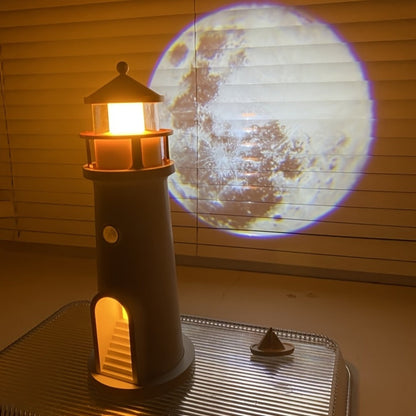 Moon Lighthouse Projector Night Light, Motion Sensor LED Lamp with USB Charging, Always-On Mode, Moonlight Ocean Projection