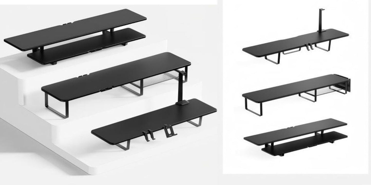 Dual Monitor Stand Riser with Storage E-Sports Style, Adjustable Height Desk Organizer with Cable Management