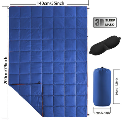 Camping Blanket Puffy Outdoor Down Alternative Windproof Warm 55x79 Inch Lightweight Printed Quilt for Beach Picnic Hammock Travel Cold