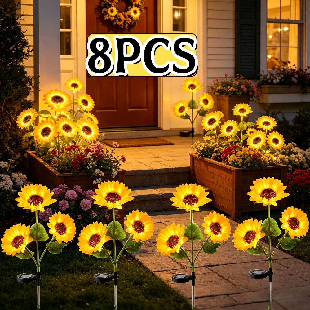 Solar Garden Lights Sunflower Stake Lanterns, IP44 with 1- or 2-Piece configurations Options for Lawn Decor