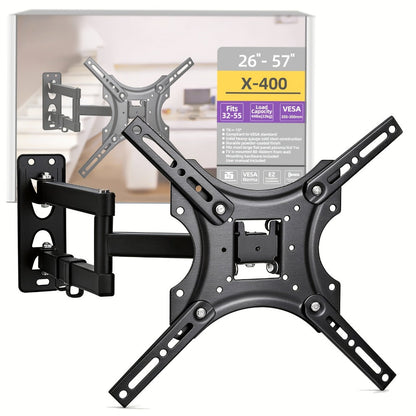 Compact Dual-Arm Full-Motion TV Wall Mount for 26-57 Inch Screens with Swivel, Tilt and Extension