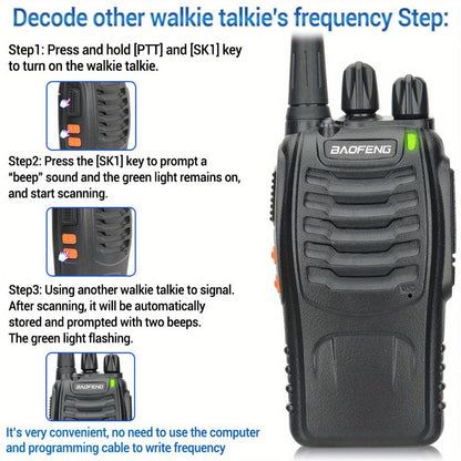 Baofeng BF-888S Walkie Talkie 2-Pack – Long Range UHF Two Way Radio, Wireless Frequency Copy, Portable Ham Radio for Hunting, Hiking
