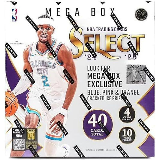 2024-25 Panini Select Basketball Mega Box 40 Trading Cards Retail Exclusive Autographs Crown Jewels Insert Elephant Tiger Prizms Look