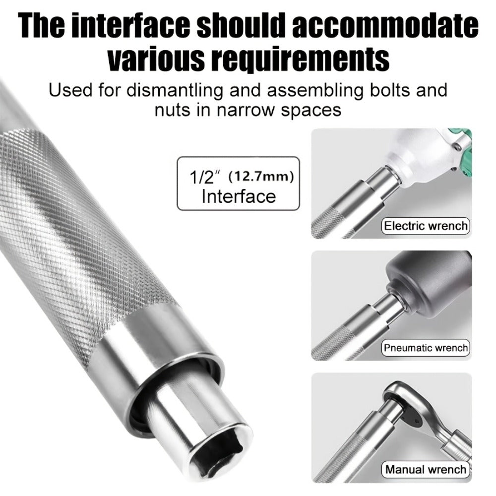 Impact Wrench Extension 1/2" Offset Ratchet Extender – 3-in-1 Heavy Duty Electric Drill Adapter for Confined Spaces Auto Repair with Socket