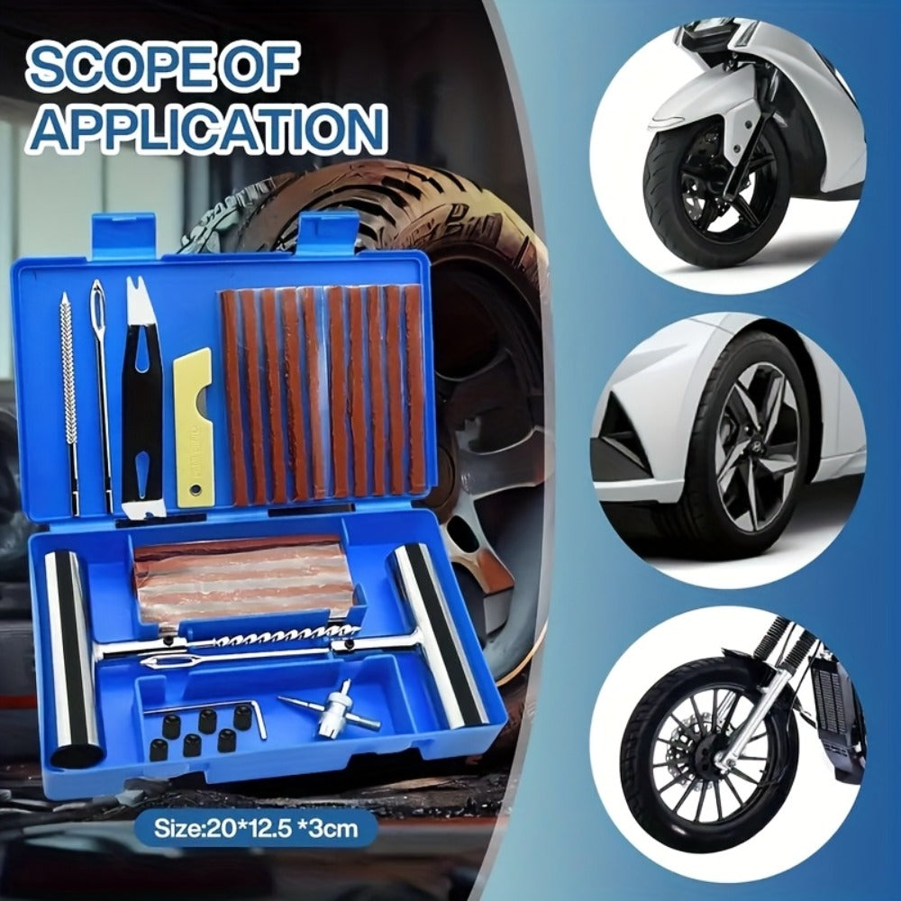 Tire Repair Tool Kit 47 / 58 / 104 / 116-Piece for Cars Motorcycles Trucks Tractors Trailers, Heavy-Duty Tubeless Tire Plug Patch Kit