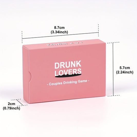 Drunk Lovers Couples Card Game with 54 Prompt Cards Split into 26 Pink and 28 Gray Cards, with Compact Pink Box