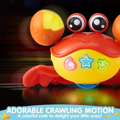 Musical Crawling Crab Toy with Light-Up Buttons, Moving Claws and Obstacle-Avoiding Motion