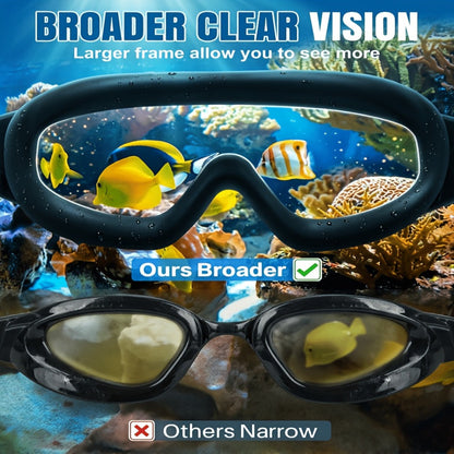 Anti-Fog Swimming Goggles Wide View UV Protection Swim Goggles for Adults Men Women Youth – Mirrored Lens with Earplugs Nose Clip
