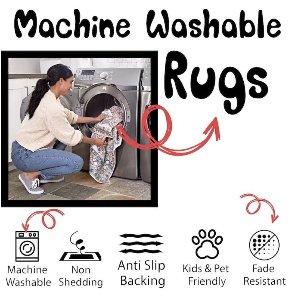 Area Rug 4x6 Kids Educational ABC, Numbers, Math Symbols and Animal Print for Playroom or Class