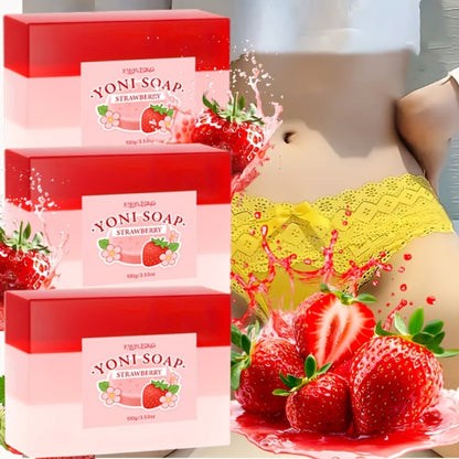 Strawberry Intimate Soap for Women 3-Pack – pH-Balanced Feminine Wash Bar for Gentle Intimate & Body Cleansing | Moisturizing Sensitive Skin